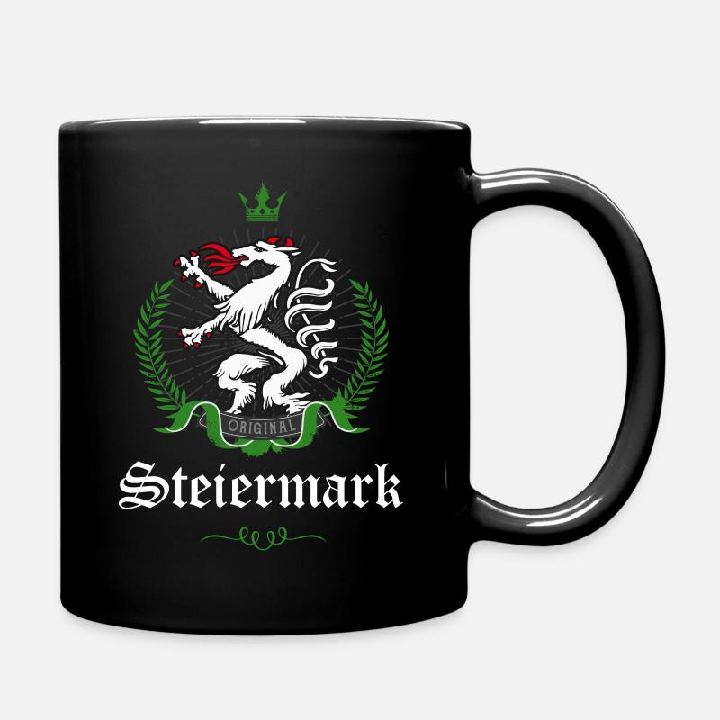 Steiermark Original Wappen Panther Lorbeerkranz - Tasse einfarbig - Schwarz