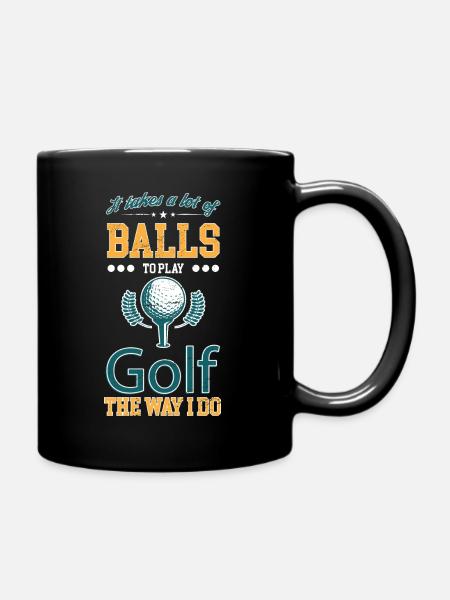Cooles retro Golfer Shirt für Golfspieler Herren - Tasse einfarbig - Schwarz