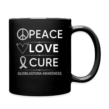 Glioblastoma Awareness Love Cure Grey Ribbon - Mug uni - noir - Droite