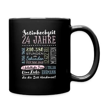 Satinhochzeit 24 Jahre Hochzeitstag Geschenk - Tasse einfarbig - Schwarz - Rechts