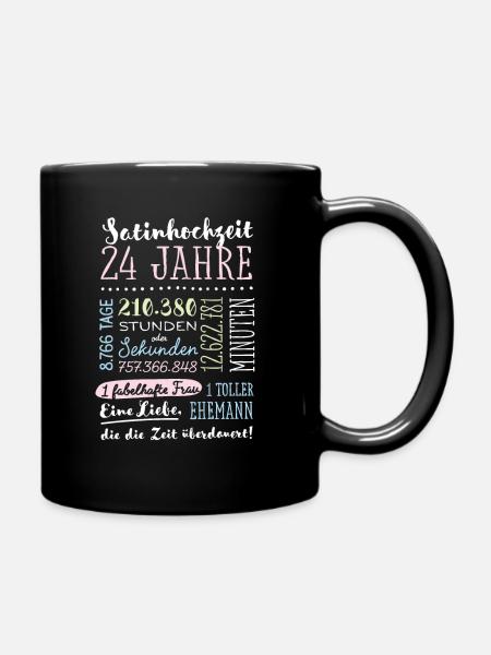 Satinhochzeit 24 Jahre Hochzeitstag Geschenk - Tasse einfarbig - Schwarz