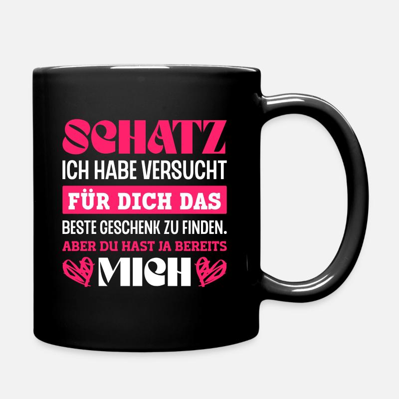 Schatz Partner Beziehung Damen Herren - Tasse einfarbig - Schwarz