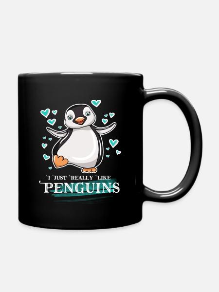 I Just Really Like Penguins - Full Colour Mug - black