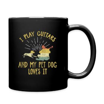 Chiens amoureux des animaux guitariste et chien - Mug uni - noir - Droite