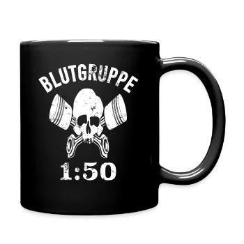 Motorrad Mofa Blutgruppe 1:50 Benzin Gemisch Moped - Tasse einfarbig - Schwarz - Rechts