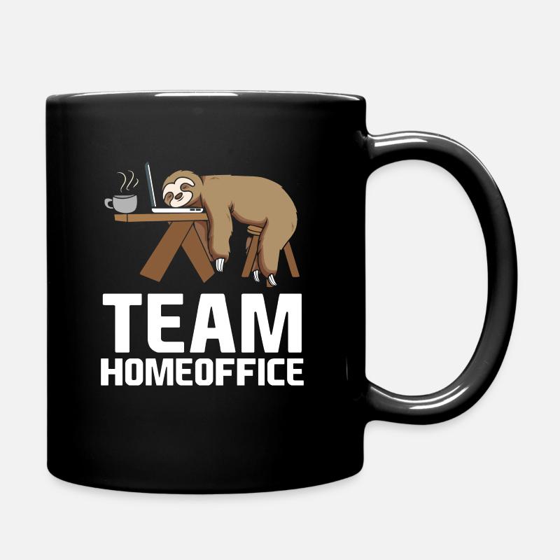 Team Home Office Faultier Homeoffice 2021 - Tasse einfarbig - Schwarz