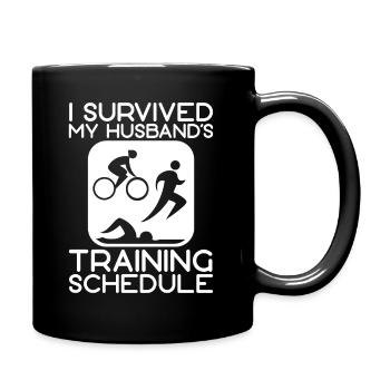 I Survived My Husband's Training Schedule - Tasse einfarbig - Schwarz - Rechts