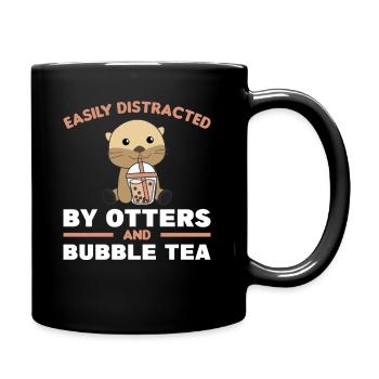 Bubble Tea Faultier mit Schokolade süße Tiere - Tasse einfarbig - Schwarz - Rechts