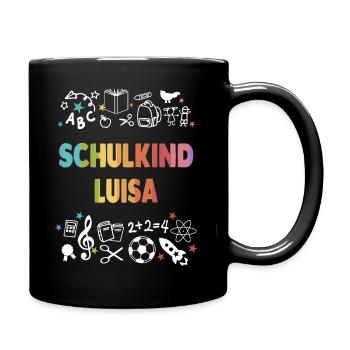 Geschenk für die erste Klasse Schulkind Luisa - Tasse einfarbig - Schwarz - Rechts