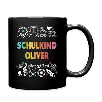 Oliver Einschulung Kindergarten vorbei Grundschule - Tasse einfarbig - Schwarz - Rechts