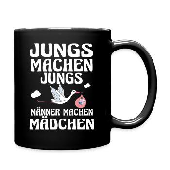 Jungs machen Jungs Männer machen Mädchen Storch - Tasse einfarbig - Schwarz - Rechts