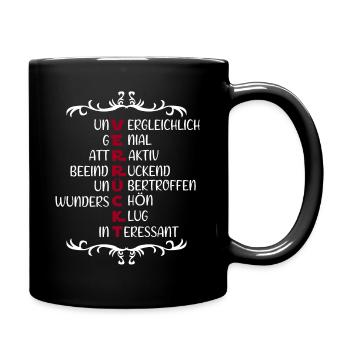 Verrückt - Tasse einfarbig - Schwarz - Rechts