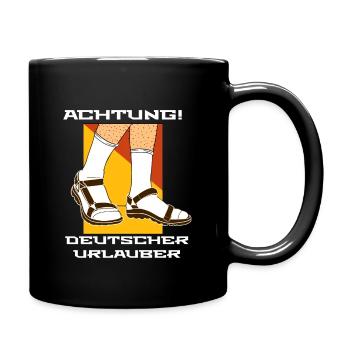 Achtung Deutscher Urlauber Socken in Sandalen - Tasse einfarbig - Schwarz - Rechts