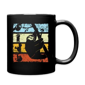 Vintage Retro Faultier Silhouette - Tasse einfarbig - Schwarz - Rechts
