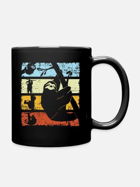 Vintage Retro Faultier Silhouette - Tasse einfarbig - Schwarz