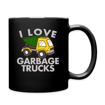 Love Garbage Trucks - Tasse einfarbig - Schwarz - Rechts