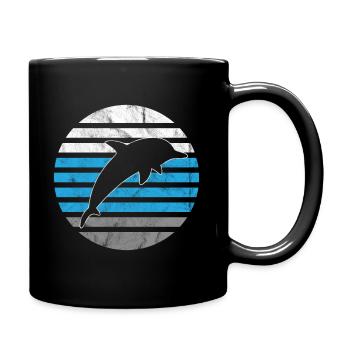 Retro Dolphin Ocean - Full Colour Mug - black - Right