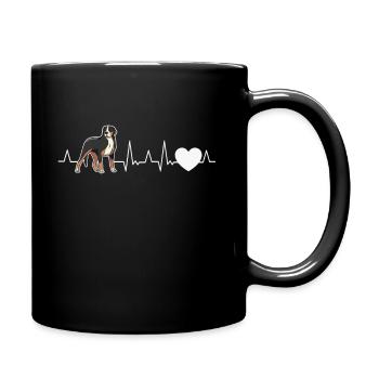 Appenzeller Sennenhund Herzschlag Schweizer Hund - Tasse einfarbig - Schwarz - Rechts