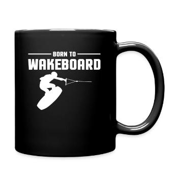 Born To Wake Wakeboarding T-Shirt Gift - Full Colour Mug - black - Right