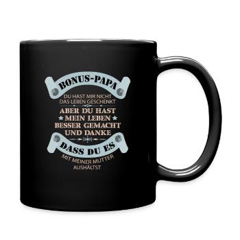 Stiefpapa outfit Stiefvater Bonus Papa Spruch - Tasse einfarbig - Schwarz - Rechts