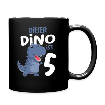 5. Geburtstag Jungen Dinosaurier 5 Jahre Dino - Tasse einfarbig - Schwarz - Rechts