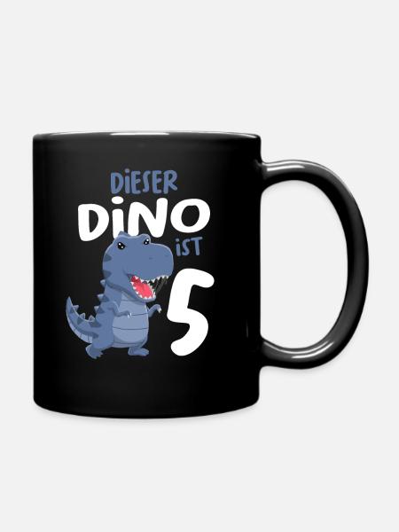 5. Geburtstag Jungen Dinosaurier 5 Jahre Dino - Tasse einfarbig - Schwarz