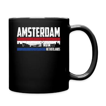 Amsterdam Skyline Heimatstadt Niederlande - Tasse einfarbig - Schwarz - Rechts