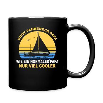 Segeln Papa Boot Geschenk Motorboot Vater Segler - Tasse einfarbig - Schwarz - Rechts