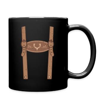 Lederhose Attrappe Fake Tracht Ersatz - Tasse einfarbig - Schwarz - Rechts