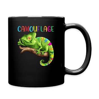Chamäleon Reptilien Leguan Echse Camouflage - Tasse einfarbig - Schwarz - Rechts