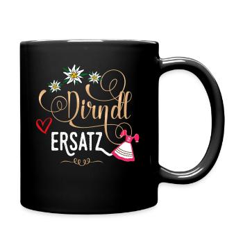Trachtenshirt Damen Mädchen Dirndl Ersatz Tracht - Tasse einfarbig - Schwarz - Rechts