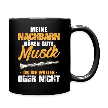 Mes voisins écoutent de la bonne musique clarinette - Mug uni - noir - Droite