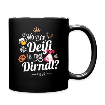 Damen Trachtenshirt Tracht Frauen Deifi Mei Dirndl - Tasse einfarbig - Schwarz - Rechts