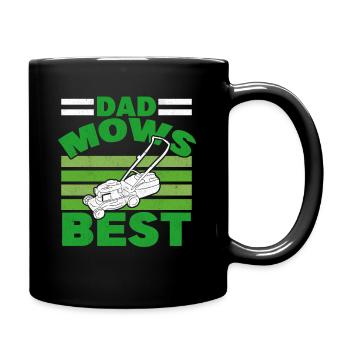 Dad Mows Best Lawnmower Grass Gardening Father - Full Colour Mug - black - Right