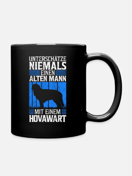 Alter Mann mit Hovawart Bauernhund Spruch - Tasse einfarbig - Schwarz