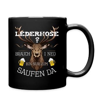 Herren Trachtenshirt Bier Saufen Ersatz Lederhose - Tasse einfarbig - Schwarz - Rechts