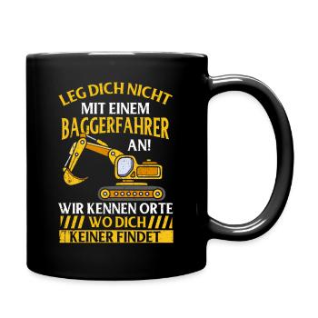 Baggerfahrer Kinder Bagger Straßenbau Tiefbau - Tasse einfarbig - Schwarz - Rechts