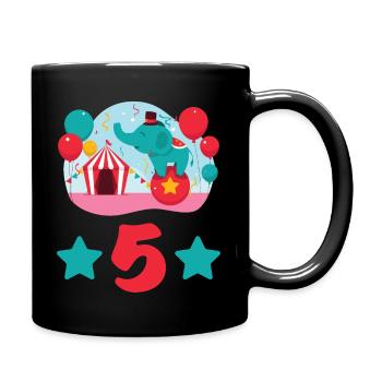 5 years elephant circus children's birthday gift - Full Colour Mug - black - Right