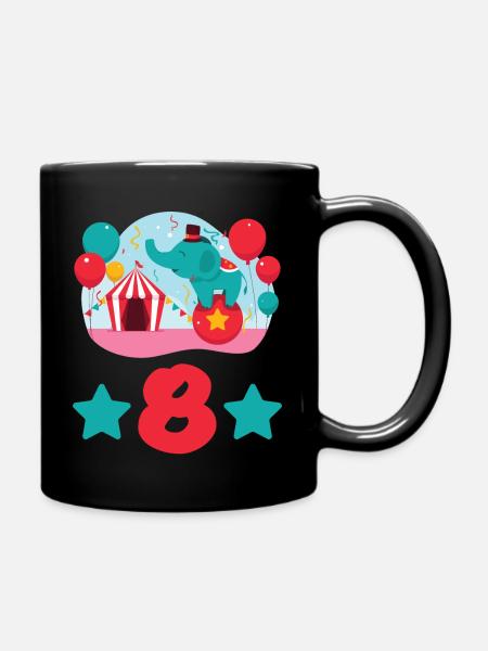 8 Jahre Elefant Zirkus Kindergeburtstag Geschenk - Tasse einfarbig - Schwarz