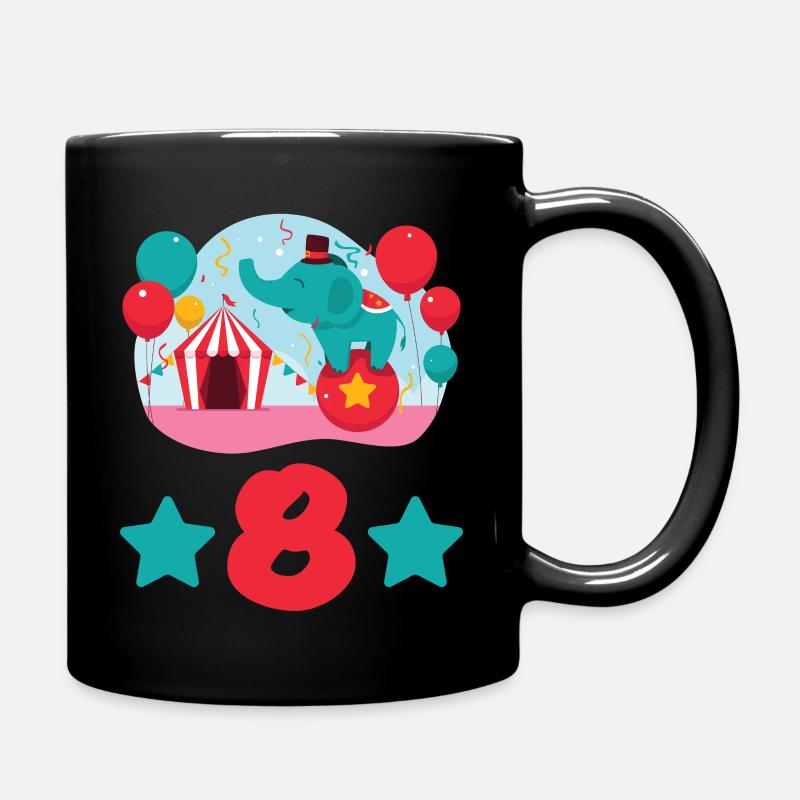 8 Jahre Elefant Zirkus Kindergeburtstag Geschenk - Tasse einfarbig - Schwarz
