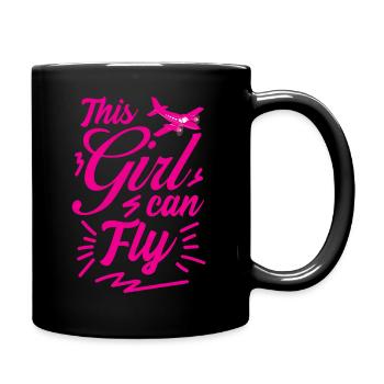 Girl Female Pilot Funny - Full Colour Mug - black - Right