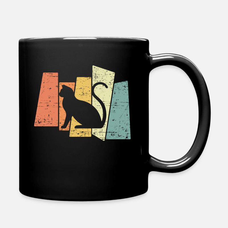 Retro Vintage Cat Sunset Cats Vintage - Tasse einfarbig - Schwarz