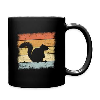 Eichhörnchen Retro Design - Tasse einfarbig - Schwarz - Rechts