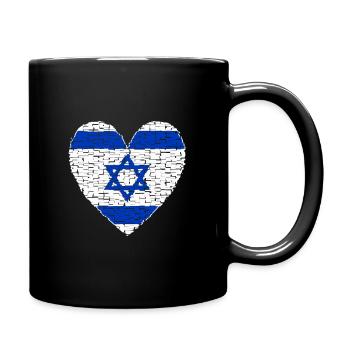 Israel Flag Heart Jerusalem Judaism - Full Colour Mug - black - Right