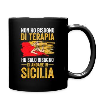Siciliani Terapia Siciliano Siciliana Sicilia - Tasse einfarbig - Schwarz - Rechts