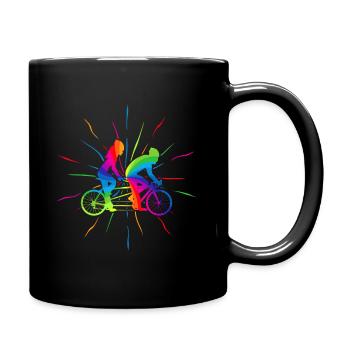 Tandem vélo cyclisme arc-en-ciel Couple - Mug uni - noir - Droite