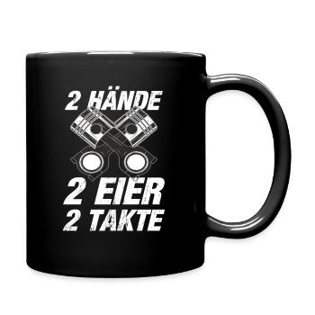 Zwei Hände Zwei Eier Zwei Takte Zweitakt - Tasse einfarbig - Schwarz - Rechts
