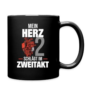 Mein Herz schlägt im Zweitakt | Moped Motorroller - Tasse einfarbig - Schwarz - Rechts