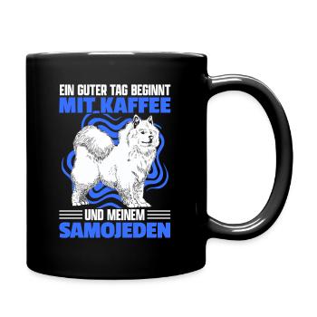 Samojede und Kaffee Schlittenhund Samojeden - Tasse einfarbig - Schwarz - Rechts