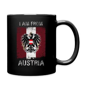 Österreich I am from Austria Retro Fahne Flagge - Tasse einfarbig - Schwarz - Rechts